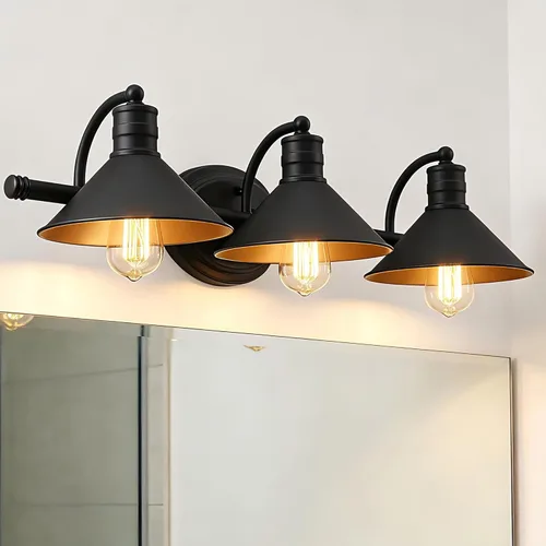 Vista 17 de Lámpara de tocador moderna de 2 luces de bronce aceitado para baño, lámpara de tocador de baño de bronce aceitado de 2 luces, aplique de pared de 2