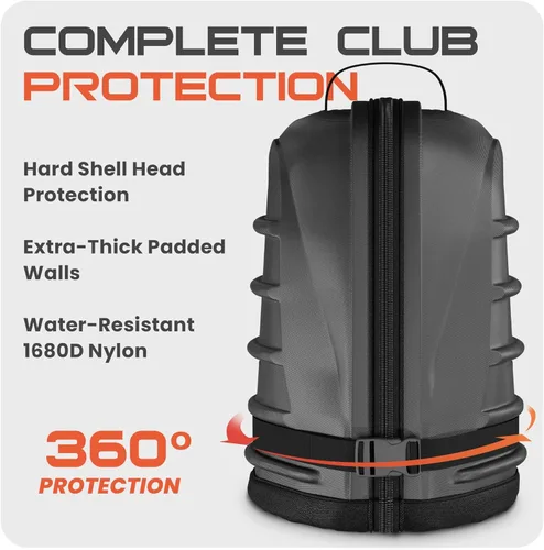 Vista 2 de Bolsas de viaje de golf FIRED-UP para aerolíneas con tapa dura - Bolsa de viaje de golf de maletín rígido 1680D con ruedas, correa interna, asa
