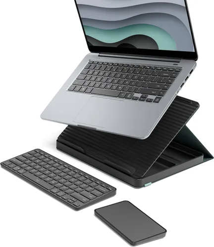 Vista 11 de Logitech Casa Kit de Escritorio Pop-Up para Trabajar desde Casa con Soporte para Laptop, Teclado Inalámbrico y Touchpad, Bluetooth, Carga USB C