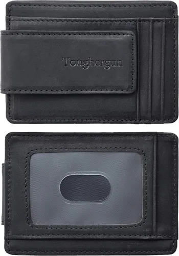 Toughergun Billetera magnética con bolsillo frontal de cuero auténtico con bloqueo RFID talla única