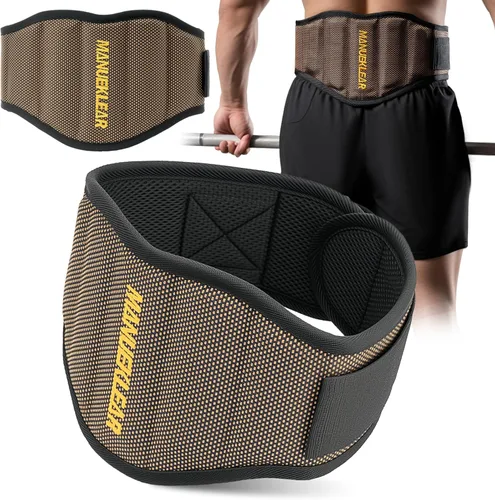 Vista 9 de MANUEKLEAR Cinturón de Levantamiento de Pesas para Gimnasio, Cinturón de Entrenamiento de Levantamiento de Pesas y Powerlifting para Hombres