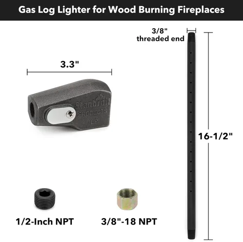 Vista 3 de Stanbroil Encendedor Universal de Troncos de Gas con Mezclador para Chimeneas de Leña que Queman Gas Propano