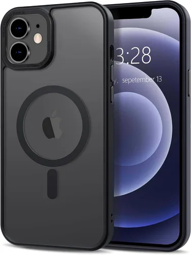 Vista 200 de Anuck - Funda magnética para iPhone 11 compatible con MagSafe, carcasa trasera mate translúcida dura, borde de TPU, delgada, resistente a impactos