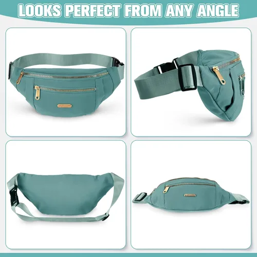 Vista 5 de Riñoneras impermeables de 3 piezas para mujeres y hombres con correa ajustable para la cintura para deportes, correr, ejercicio, caminar, viajar