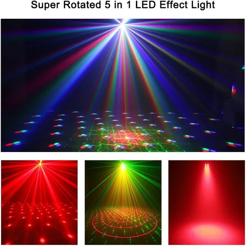 Vista 2 de Luces de DJ de escenario, luz de efecto LED WorldLite 5 en 1 con bola mágica, luces LED de patrón par y estroboscópico/UV, ideal para iluminación