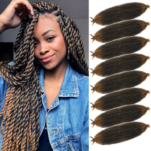 Vista 27 de 8 paquetes de cabello rizado estilo afro elástico Marley Twist, cabello trenzado previamente separado para rastas sintéticas de ganchillo para 1B