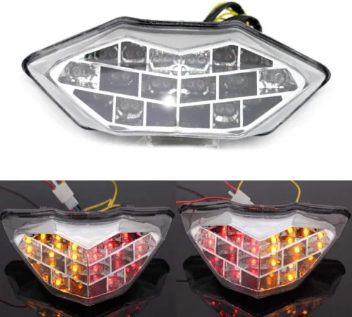 MZS Luz trasera para motocicleta, LED integrado intermitente transparente compatible con EX 300 EX300 2013-2017