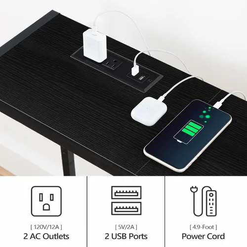 Vista 9 de MAHANCRIS Mesa consola, mesa de sofá estrecha, mesa de entrada de 43.3 pulgadas con estación de energía, mesa detrás del sofá, estilo simple