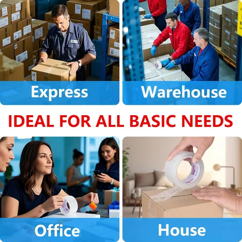 Vista 7 de Cinta de embalaje transparente rosa (6 rollos), cinta de embalaje resistente para Express, almacén, oficina, casa, 2.7 mil de grosor, 1.88 pulgadas