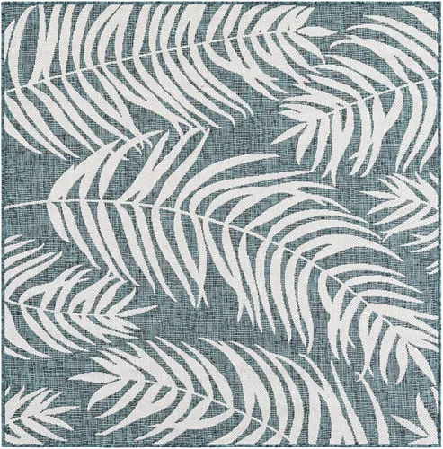 Vista 110 de Unique Loom - Tapete de la colección Outdoor Botanical, diseño de palmera (4.1 pies x 6.1 pies, rectangular, color azul/azul marino)