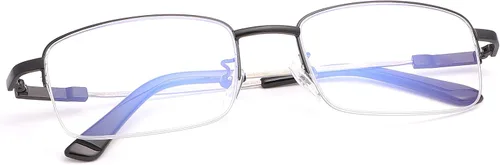 Vista 10 de LJIMI - Lentes de lectura presbípicos multienfoque progresivos, bloqueo de luz azul, medio marco, aleación de titanio, sin línea, multifocal