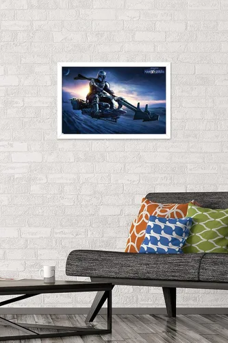 Vista 25 de Star Wars: The Mandalorian - Póster de pared Grogu Sunset Speeder, 34 pulgadas de largo x 22.4 W, versión premium sin marco