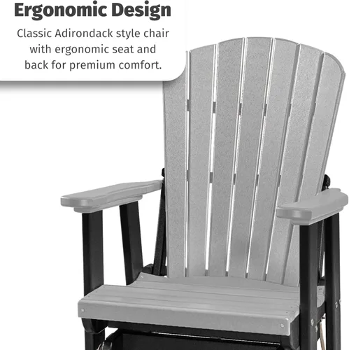 Vista 4 de DutchCrafters Slat Fan Back Poly Adirondack Swivel Glider Outdoor Patio Chair (Black)