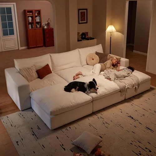 Vista 8 de Cloud Couch Sectional - Sofá seccional modular de gran tamaño de 110.2 pulgadas con asientos profundos, cómodo sofá de nube blanca con funda lavable