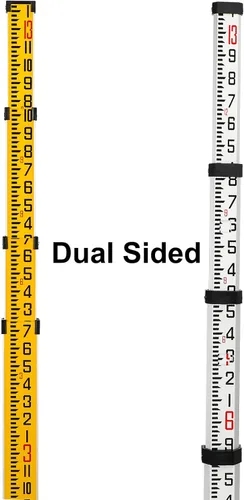 Vista 3 de Firecore Varilla telescópica de aluminio de 13 pies, 8ths, 4 secciones de doble cara con nivel de burbuja, ideal para nivelar con láser