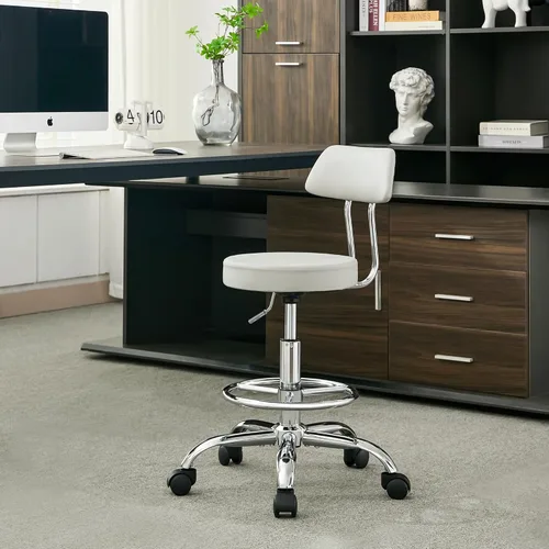 Vista 14 de FIRAVOE Silla de oficina con respaldo (taburete de postura de altura ajustable de 19.5 a 26.6 pulgadas) (silla de dibujo con ruedas) taburete