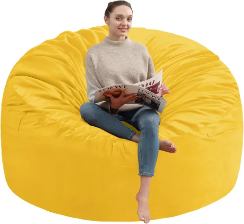 Vista 49 de Puf de 5 pies, puf grande con relleno de espuma viscoelástica, sofá puff esponjoso con funda de terciopelo holandés, puf redondo para sala de estar