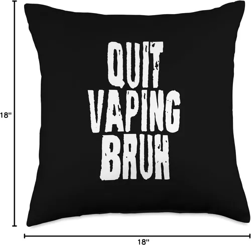 Vista 4 de Anti Vape Awareness Quit Vaping Bruh Quit Bruh Funny - Almohada antivape para concientización, 18 x 18 pulgadas, multicolor