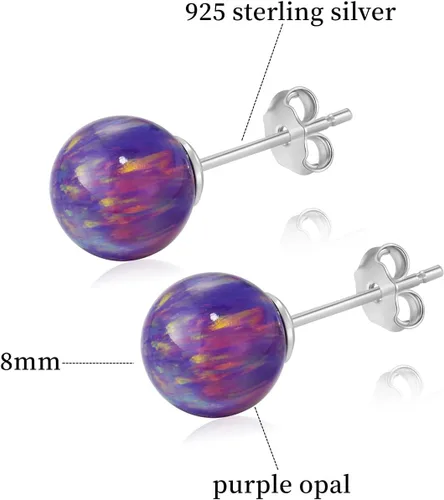 Vista 75 de Natural Stone Stud Earrings for Women 8mm Sterling Silver Genuine Gemstone Earrings Handmade Sterling Silver Crystal Stud Earrings for Women