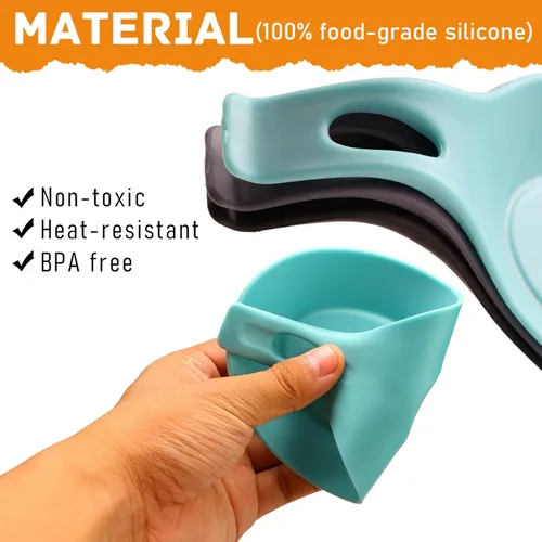 Vista 3 de Soporte para cuchara para estufa, paquete de 3 soportes grandes de silicona para encimera de cocina, soporte para cuchara de cocina resistente al