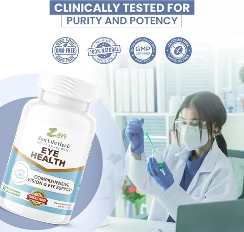 Vista 5 de ZEN LIFE HERB Salud ocular con Panax Notoginseng astaxantina luteína y zeaxantina (60 cápsulas) Certificado GMP