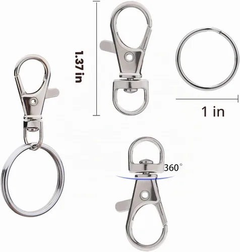 Vista 3 de Hapeper Ganchos giratorios de metal con llaveros divididos para cordones y joyas (60 piezas)