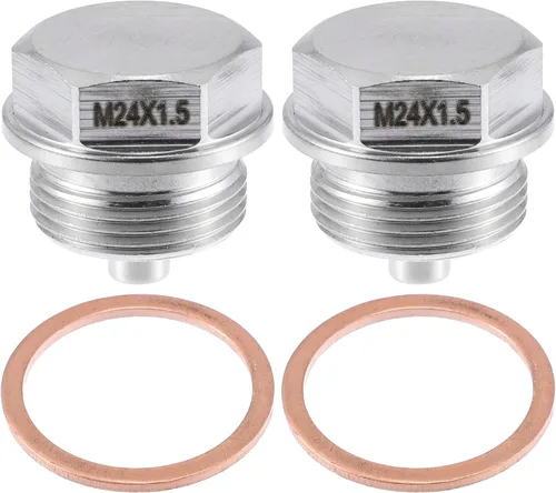 Vista 12 de Tapón magnético de drenaje de aceite para motor, acero inoxidable M12x1.25 con arandela de cobre (paquete de 2)