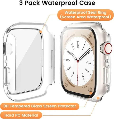 Vista 4 de Goton - Funda impermeable para Apple Watch Protector de pantalla de 1.732 pulgadas, compatible con Apple Watch Series 6 5 4 SE SE2 fundas de 1.732