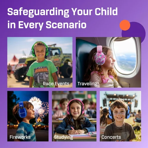 Vista 5 de Vanderfields Hearing Protection Ear Muffs - Over 33 dB (2K Hz) Broad Noise Cancelling Sound Reduction Earmuffs for Kids 3-12