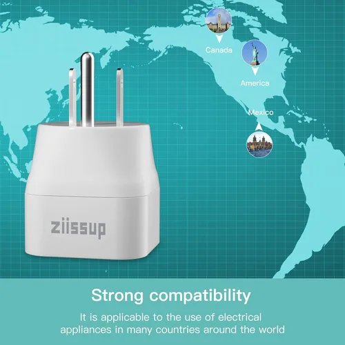 Vista 6 de Adaptador de enchufe europeo a EE. UU., adaptador de enchufe de la UE a EE. UU., Convertidor de viaje de Europa a EE. UU. para la mayoría de Europa
