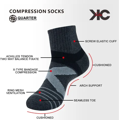 Vista 2 de Arch Support Socks - Light Compression Cushioned 4-Pack for Men & Women