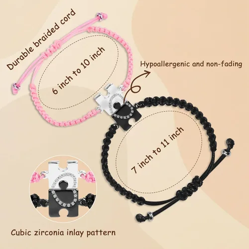 Vista 6 de PEALICIOUS Pulsera de cuerda roja para mujer, pulsera de promesa para él, mamá y yo, joyería de padre e hija para protección como regalo de Navidad
