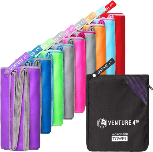 Vista 16 de VENTURE 4TH Toalla de Viaje de Secado Rápido - Toallas de Microfibra Ultra Suaves de Secado Rápido - Esencial para Camping, Mochileros, Yoga