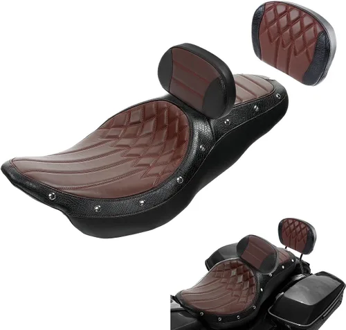 Vista 16 de Asiento de pasajero de 2 piezas para Harley Touring Road King Street Glide Electra Glide Road Glide 2009-2023