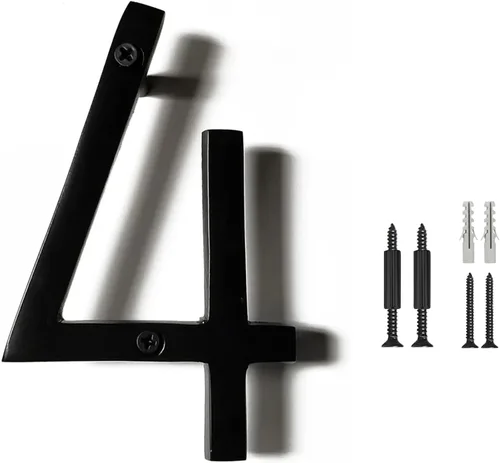 Vista 34 de NACH Números de casa flotantes, números de casa negros de aluminio de 4 pulgadas para exteriores - Número 0, números de puerta con accesorios