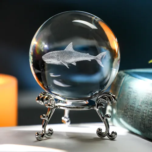 Vista 7 de HDCRYSTALGIFTS - Bola de cristal de diente de león de 60 mm con soporte, pisapapeles decorativo, grabado láser 3D, esfera completa de planta