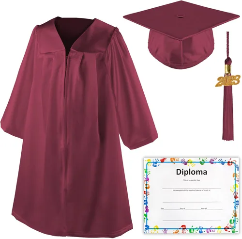 Vista 5 de Class Act Graduation Shiny Kindergarten Preschool Graduation Cap Gown with 2023 Matching Tassel and Diploma Certificate