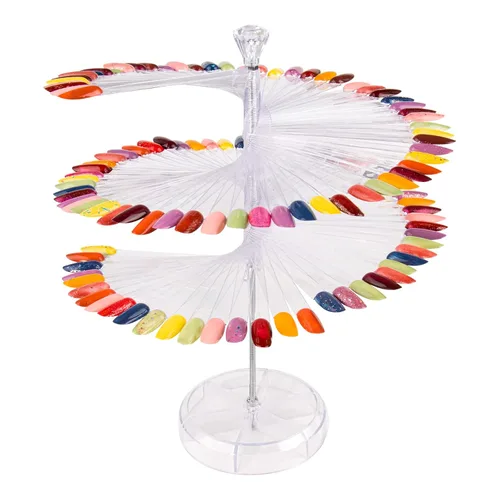 Vista 9 de Subay 100 unidades de palos de muestras de uñas en forma de abanico con calcomanías de números, puntas de arte de uñas falsas para uñas postizas