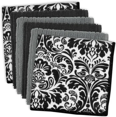 DII Cleaning Collection - Juego de microfibra multiusos, damasco negro, juego de paños de cocina