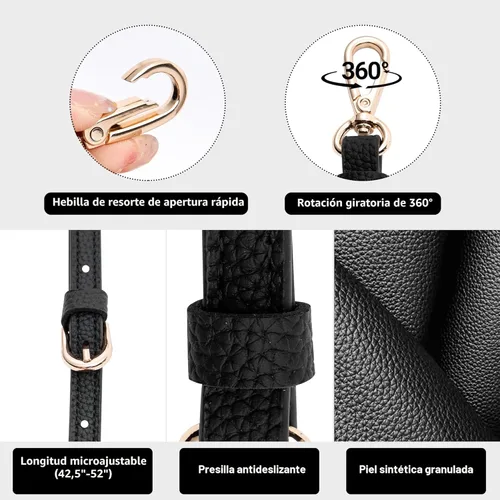 Vista 3 de SEAVILIA Correa de Repuesto para Bolso de Cuero PU Cruzado Ajustable Largo Delgado Hecho a Mano Correa para Bolsos de Hombro