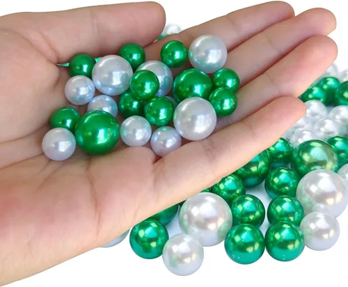 Vista 6 de 140 perlas para relleno de jarrón, cuentas de maquillaje para jarrón, cuentas de maquillaje para soporte de pinceles, cuentas redondas de perlas