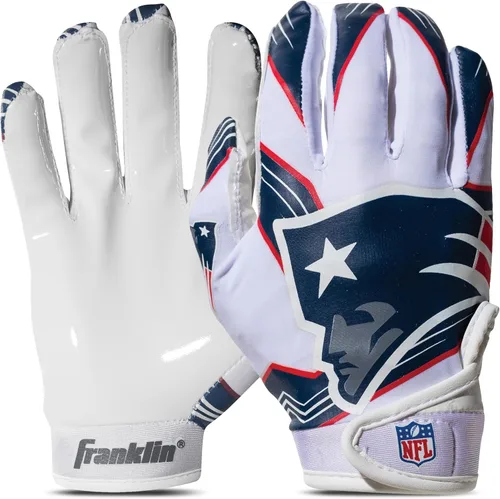 Franklin Sports - Guantes de receptor de fútbol americano juvenil de la NFL, par de guantes de fútbol para niños con logotipos de equipos de la NFL