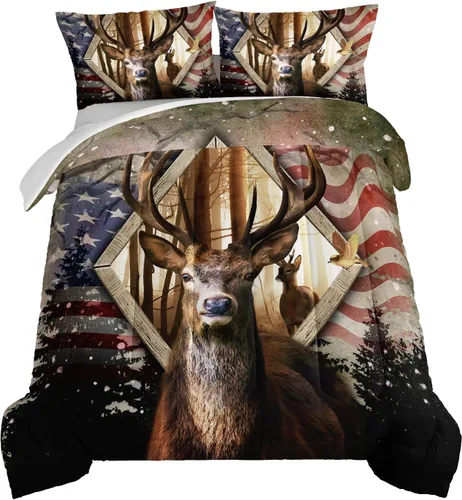 Vista 23 de HOSIMA - Juego de edredón individual de microfibra suave negro con 2 fundas de almohada, juego de ropa de cama individual a rayas con bandera