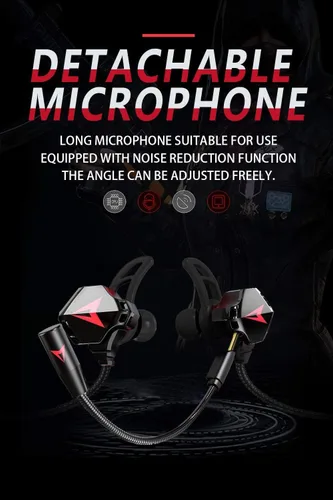 Vista 2 de Battle Buds Pro auriculares intrauditivos para juegos con micrófono dual, control de silencio y volumen, auriculares con cable para juegos móviles
