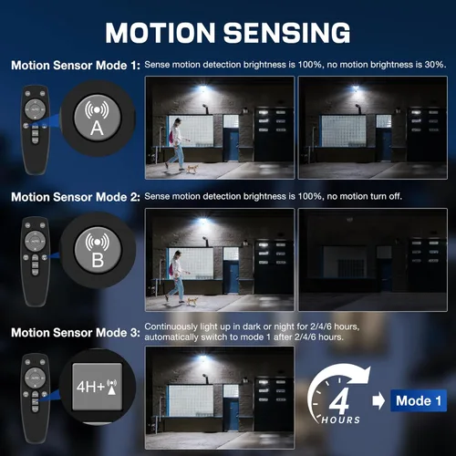Vista 5 de Sunwish Farola solar al aire libre, 6500K 5730LEDs de atardecer a amanecer, luces solares de calle con sensor de movimiento, control remoto, luces
