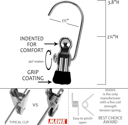 Vista 7 de Mawa by Reston Lloyd - Pinzas para colgar ropa de lavandería o viajes, estilo K/1, 5 unidades, color negro