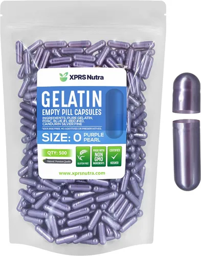 Vista 37 de XPRS Nutra Size 0 Empty Capsules - 500 Count Empty Gelatin Capsules - Pills DIY Capsule Filling - Pure Bovine Pill Gel Caps for Do-It-Yourself Purple