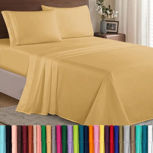 Vista 64 de Elegant Comfort - Juego de sábanas de microfibra de 1500 hilos de calidad hotelera prémium de 4 piezas - Resistente a arrugas, sábana bajera