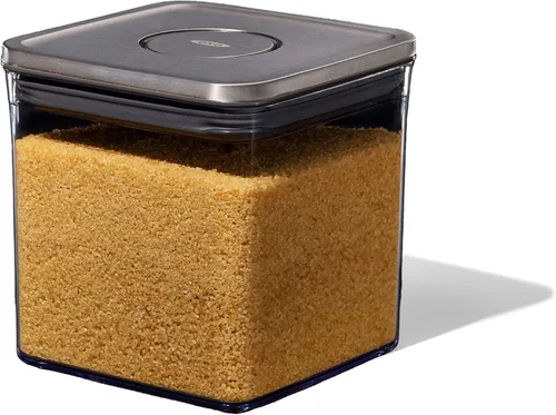 Vista 12 de Contenedor OXO Steel POP Caja Corta Cuadrada Grande - 2.6 L para Cereal, Granos y Más Gris