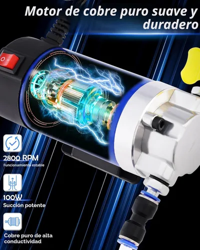 Vista 3 de Bomba de aceite 12V 100W, bomba extractora de aceite para cambio de aceite del motor, bomba eléctrica de transferencia de fluidos para aceite